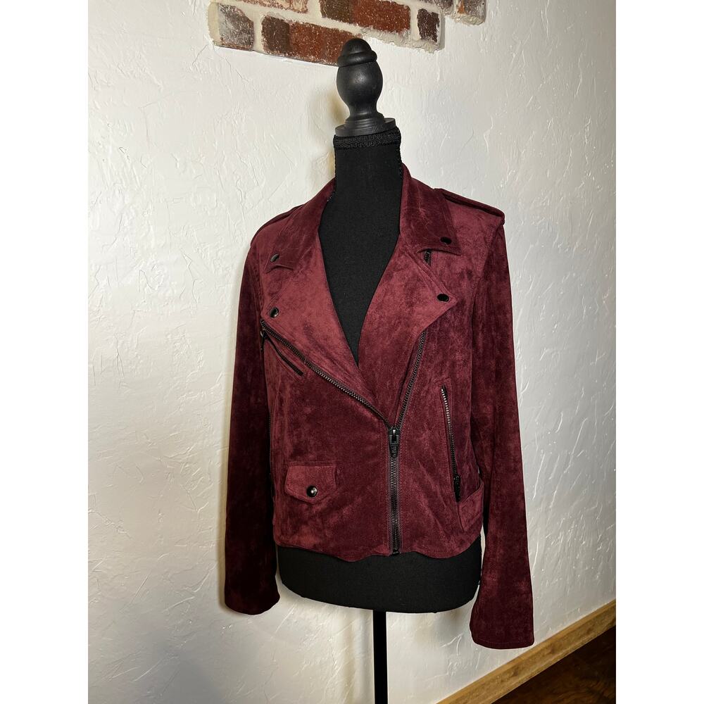 BlankNYC Suede Moto Jacket Grunge Edgy Sophisticated Plum Color Women's Size S